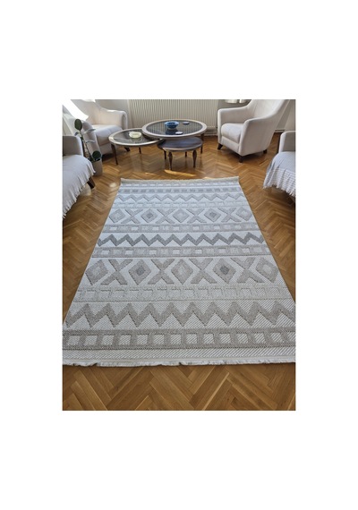 Badelya Home Monaco 0038 Krem Gri İskandinav Sisal Bukle Yumuşak Özel Ölçü Salon Koridor Mutfak Halısı Yolluk 0038-krem/bej/gri