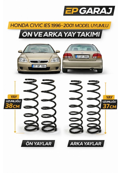 Honda Civic İes 1996 2001 Model Uyumlu Ön + Arka Yay Takımı