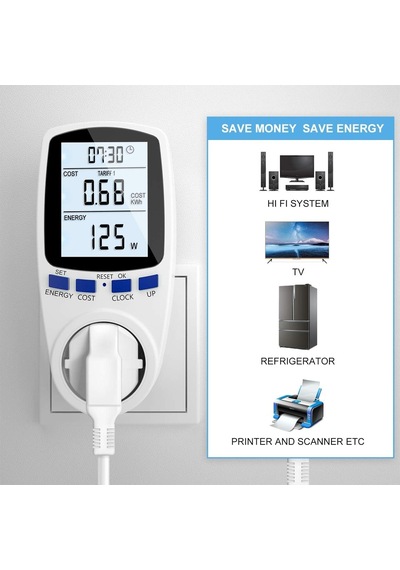 Ayrex Enerji Maliyeti Ölçüm Cihazı, Elektrik Maliyeti Ölçüm Cihazı, Lcd Ekranlı Ve Rastgele Modlu Priz, Güç