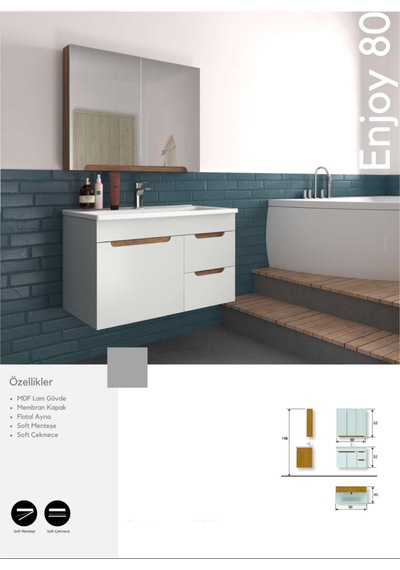 Evros Enjoy 80 Cm Banyo Dolabı Beyaz