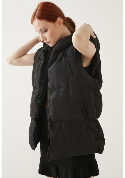 Meecy Kadın Oversize Şişme Yelek Black Black