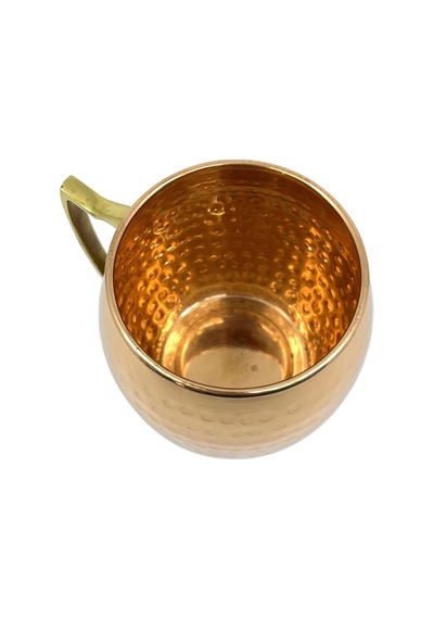 Otantik Dövme Metal Kupa - Gold Pirinç Kulplu Dekoratif Sunum Bardağı