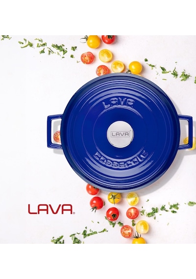 Lava Trendy Çok Amaçlı 28 Cm Döküm Demir Yayvan Tencere Mavi Genel