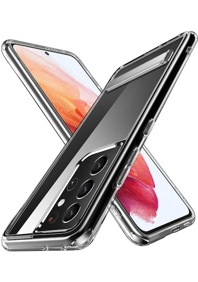 Galaxy S21 Ultra Kılıf Standlı Şeffaf Silikon Zore L-Stand Kılıf Renksiz