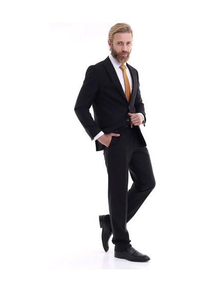 Presto Erkek Takım Elbise Regüle Fit 6 Drop Siyah 572-001 Siyah
