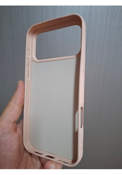 Apple Uyumlu iPhone 17 Pro Max Logolu İçi Kadife Silikon Lansman Kılıf Pudra
