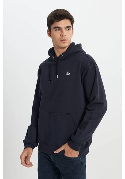 Lee Regular Fit Normal Kesim Pamuk Kapüşonlu Şardonlu Sweatshirt - L80yry Siyah