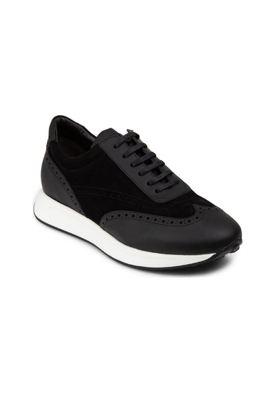 Deery Hakiki Süet Siyah Erkek Sneaker Ayakkabı - 00750Msyhe07 Siyah