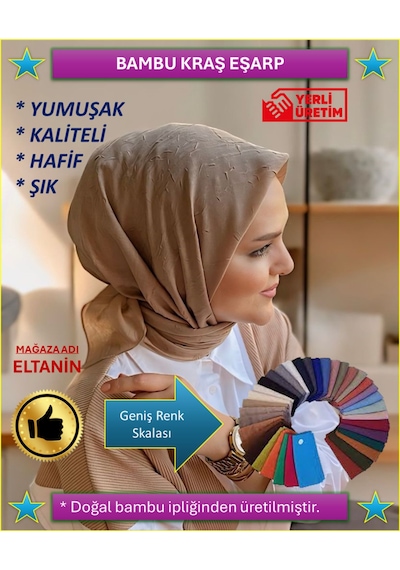 Bambu Kraş Eşarp Tesettür Giyim, Hafif, Rahat, Şık, Yüksek Kalite, Hijab, Scarf, Shawl Siyah