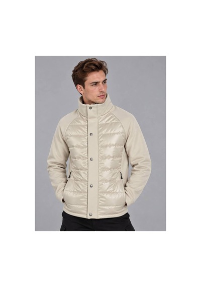 Hk Premium Slim Fit Prada Kumaş Şişme Desenli Mont Bej