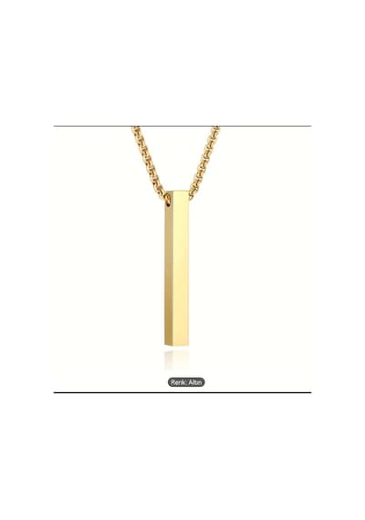Donguan Minimalist Paslanmaz Çelik Uzun Bar Kolye, Hip-hop Geometrik Sarı