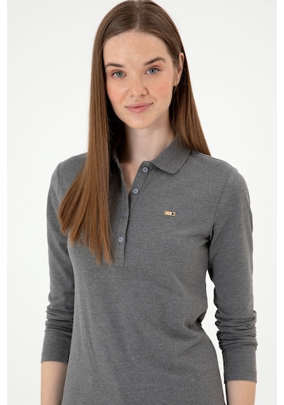 U.S. Polo Assn. Kadın Antrasit Melanj Basic Polo Yaka Sweatshırt 50313593-VR081