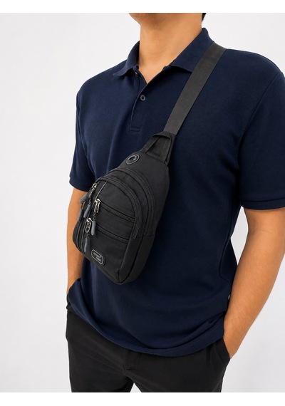 Sanmorris Unisex Küçük Boy Çok Gözlü Çapraz Askılı Body Bag Siyah-gri
