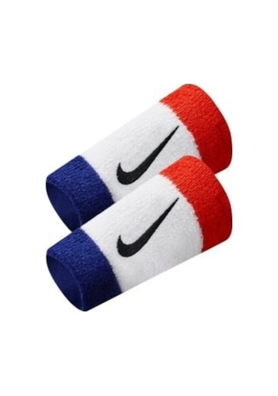 Nike Swoosh Wristbands Doublewide Havlu El Bilekliği Beyaz - Mavi - Kırmızı