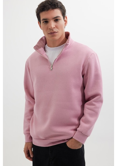Tudors Unisex Relax Fit Rahat Kesim Pamuklu İçi Polarlı Yarım Fermuarlı Lila Dik Yaka Sweatshirt-35168 Lila Tudors Unisex Relax Fit Rahat Kesim Pamuklu İçi Polarlı Yarım Fermuarlı Lila Dik Yaka Sweatshirt-35168 Lila