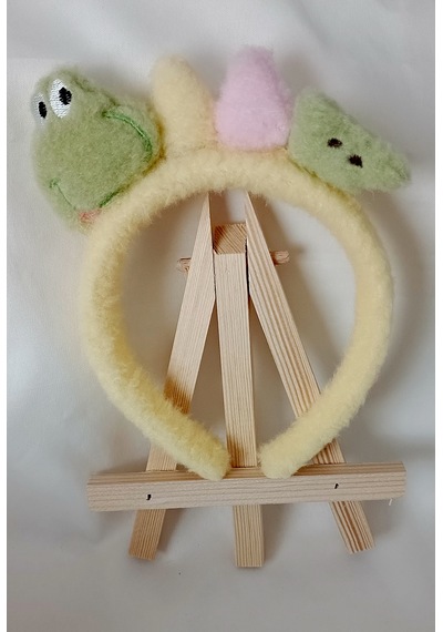 Kaplumbağa Figürlü Kız Çocuk Peluş Taç Sarı