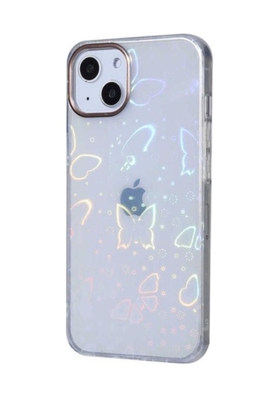 Apple Uyumlu iPhone 13 Kılıf Zore Sidney Desenli Sert Kapak Butterfly No2