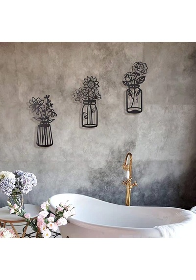 3pcs Metal Bitkiler Duvar Süs Modern Minimalist Sanat Duvar Asma Dekor Teras Balkonu Banyo Dekoru