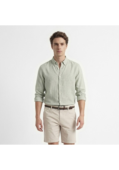 Nautica Erkek Yeşil Regular Fit Keten Gömlekdüzw65103t