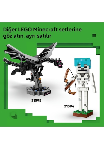 LEGO® Minecraft® Tavuk Jokey 21582 - 9 Yaş ve Üzeri Çocuklar için 3 Figür İçeren Yaratıcı Oyuncak Yapım Seti (344 Parça)