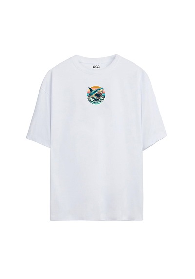 Ogc Köpek Balığı Oversize Unisex T-shirt Beyaz