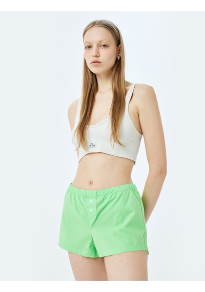 Koton Pamuklu Rahat Kalıp Boxer Şort Pijama Altı Yeşil 5slk80038mw