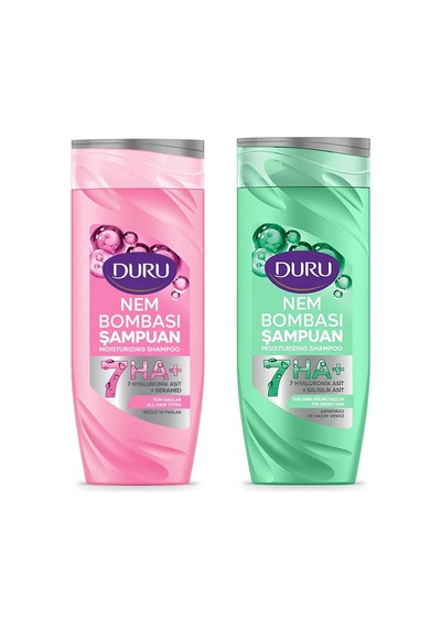 Duru Nem Bombası Şampuan Tüm Saçlar İçin Ve Yağlanmış Saçlar 400 Ml 2 Li Set Tüm Saçlar