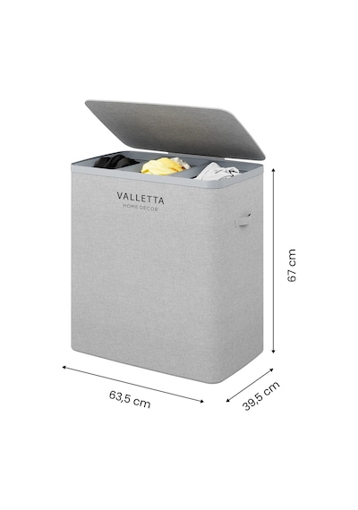 Paloma 120l Üç Yıkanabilir Bölmeli Katlanabilir Kumaş Kirli Çamaşır Sepeti Light Gray Xl