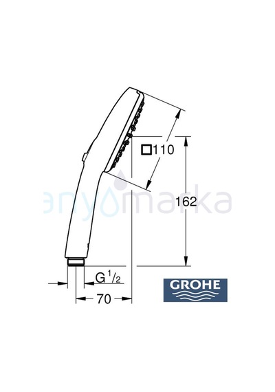 Grohe Tempesta Cube 110 El Duşu, 2 Akışlı - 26746003 Krom