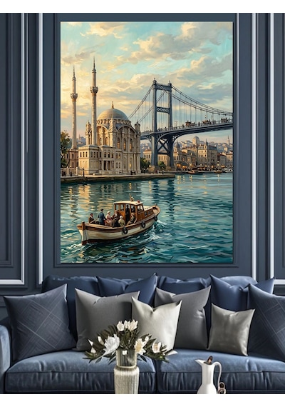 İstanbul Boğazı Ve Tarihi Camii Dekoratif Kanvas - Mdf Ahşap Tablo
