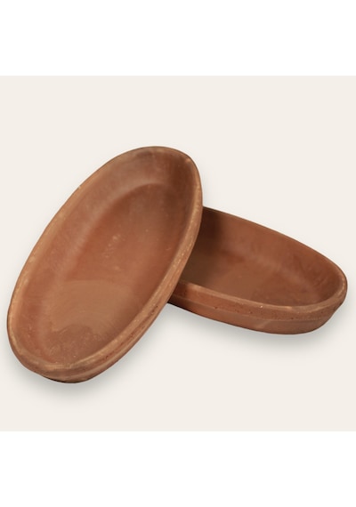 2'li Toprak Sırsız Oval Balık Güveci Pişirme Tavası 27x13x4 Cm