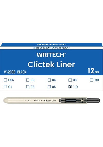 Wrıtech W-2008 Basmalı Fınelıner Br Fırça Tip Kalem - 12'li Kutu Ahşap