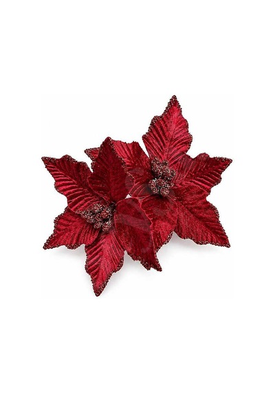 Yılbaşı Ağacı Süsü Bordo Ata Çiçek 14 Cm 2li Diğer