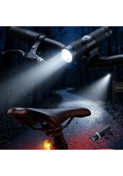 Bisiklet Led Far Ve Stop Lambası Seti Ön Arka Güvenlik Işığı Çok Renkli