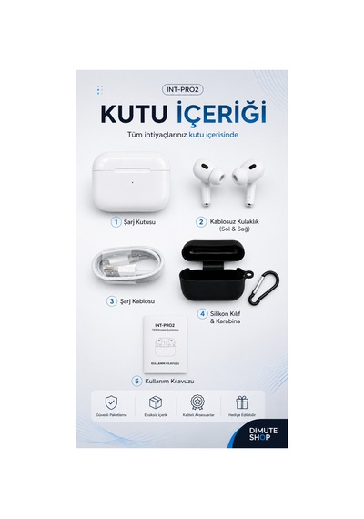 Int Pro 2 Anc Tws Bluetooth Kulaklık Kablosuz In-ear 25db Gürültü Azaltma Bt 5.0 Beyaz - 889163619