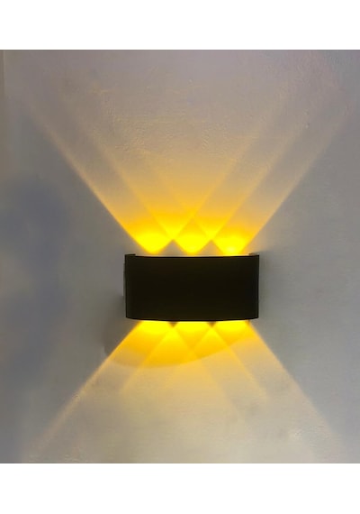 GARRA 6 Watt Siyah Kasa Amber Işık Dış Mekan Çift Yönlü Modern L Amber