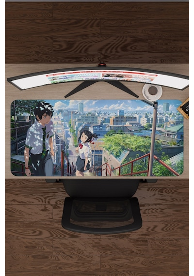Kimi No Na Wa Kaymaz Dikişli Kauçuk Oyuncu Mousepad V3 - 90x40 Xxl Gaming Mouse Pad Fare Altlığı