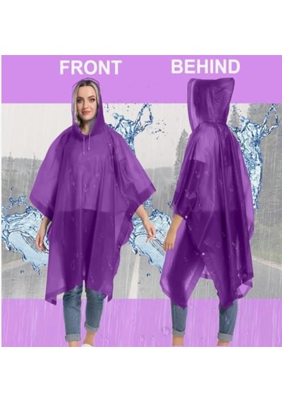 Panço Yağmurluk Kapüşonlu Yağmurluk Yağmurluk Panço - Şeffaf Yağmurluk Oversize Panço Mor