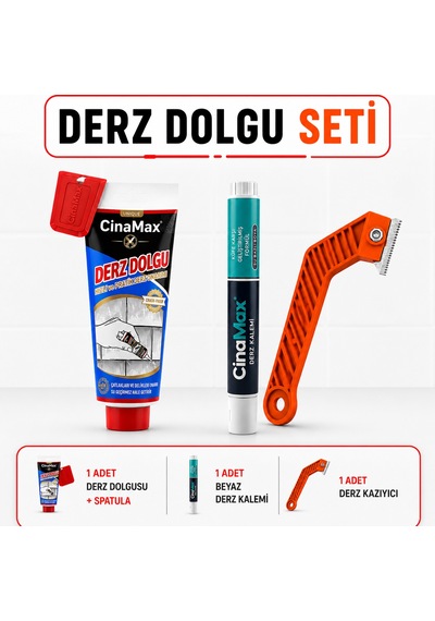 400 Gr Derz Dolgusu+spatula+beyaz Derz Kalemi+derz Kazıyıcı Seti Fayans Derz Dolgu Seti Tamir Seti