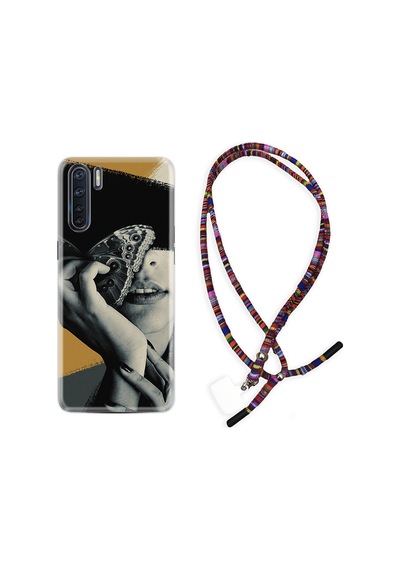Oppo A91 Kılıf Rasta Boyun Askılı Butterfly Girl 1837