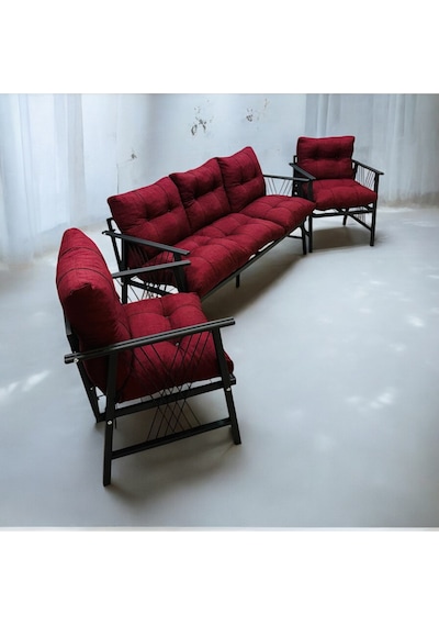 Lüx Bahçe Balkon Mobilyası , Koltuk Takımı , Cafe 3-1-1 Takım Bordo