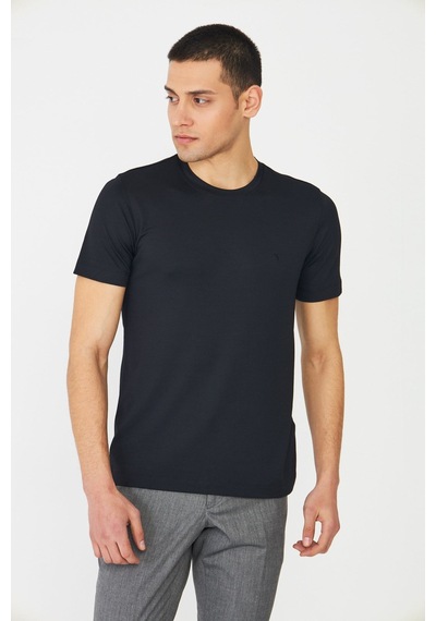 Siyah Bisiklet Yaka Basic T-shirt Siyah