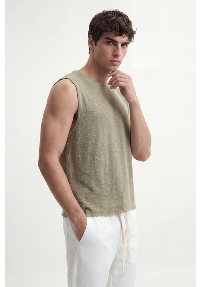 Antioch Relax Fit Dokulu Erkek Kolsuz T-shirt A26y9457 Haki