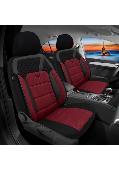 Minderland K1 - Dacia Duster İle Uyumlu Koltuk Kılıfı, Tam Takım/bordo-siyah