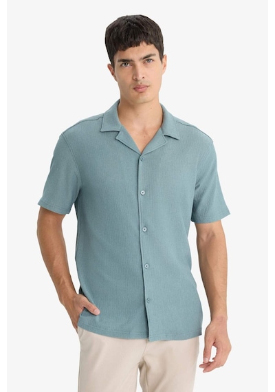 Defacto Modern Fit Polo Yaka Penye Kısa Kollu Gömlek C4125ax25smgn1249 Yeşil