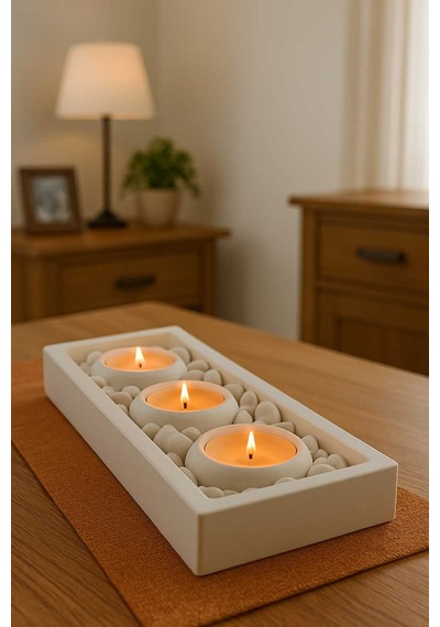Taşlı Beton Tabaklı Tealight Mumluk Mumlar Dahil Değildir Diğer
