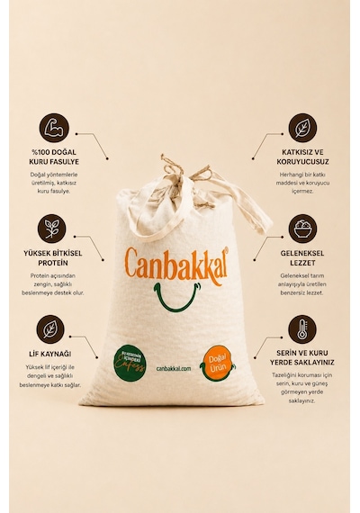 Canbakkal Yerli Şeker Fasulyesi 5 KG İnce Kabuklu, Kolay Pişen Kuru Fasulye