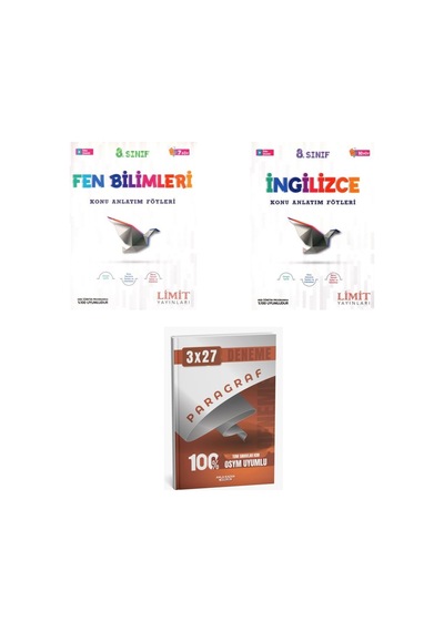 2027 Limit 8. Sınıf Föyleri Fen Bilimleri + İngilizce Konu + Anla Kazan Paragraf Deneme 3'lü Set