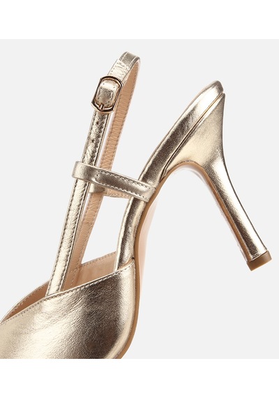 Hotiç Kadın Deri Gold Arkası Açık Stiletto -