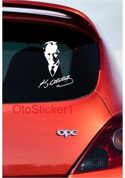 Oto Sticker Atatürk Imzalı Cam Stickeri 32X18Cm